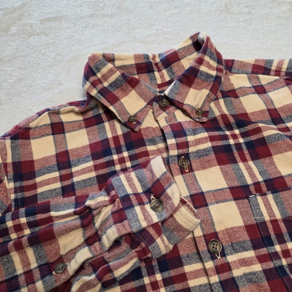 Lands' End Other - Lands End Mens Small Traditional Fit Plaid Flannel Shirt Burgundy Navy